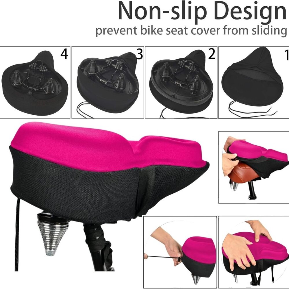 DAWAY Comfortable Bike Seat Cover Silicone Gel & Memory Foam Padded Bike Seat XL - Picture 5 of 7
